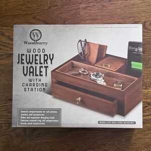 Brown Jewelry Valet with Charging Station